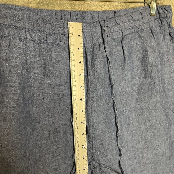 Charter Club Women 100% Linen Nautical Beachy High Rise Pull On Straight Pant L - Picture 9 of 12